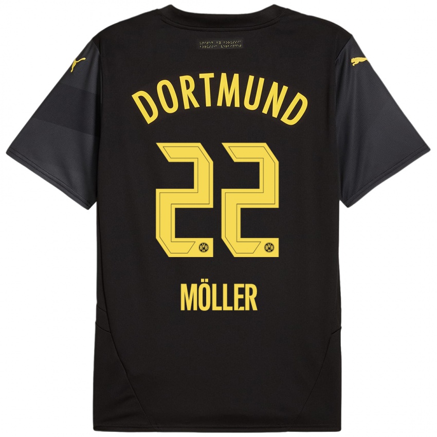 Uomo Maglia Paul Möller #22 Nero Giallo Kit Gara Away 2024/25 Maglietta