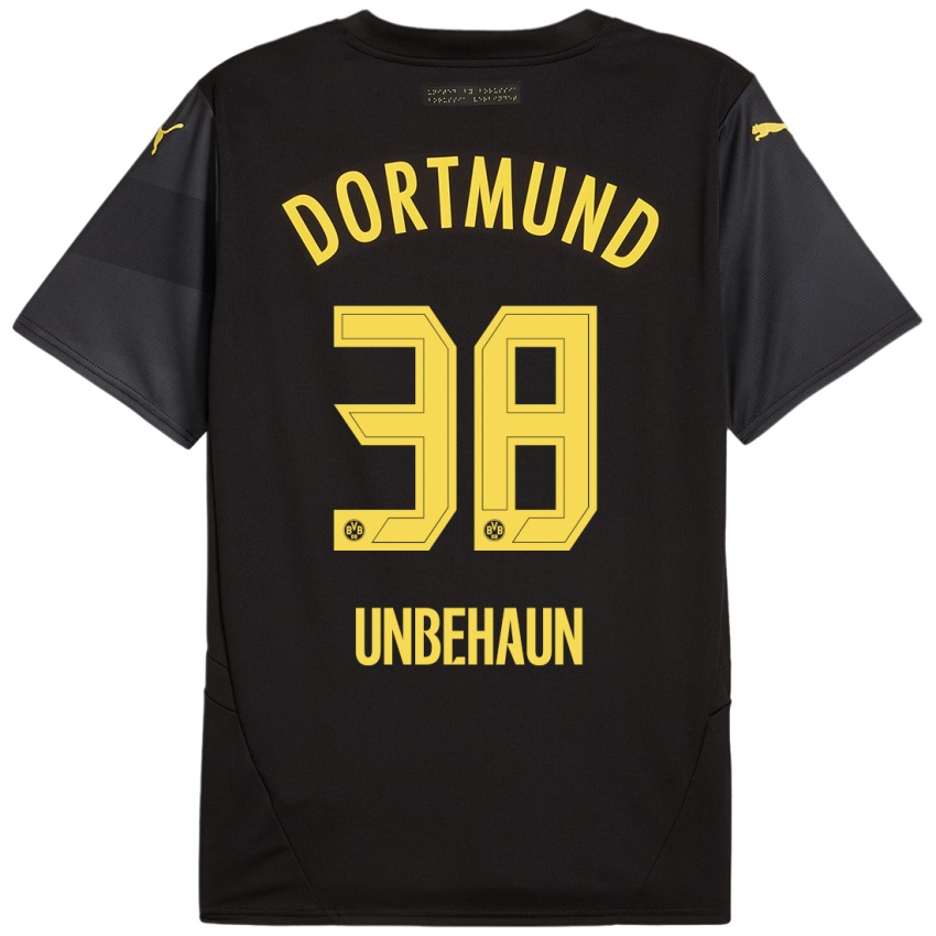 Uomo Maglia Luca Unbehaun #38 Nero Giallo Kit Gara Away 2024/25 Maglietta