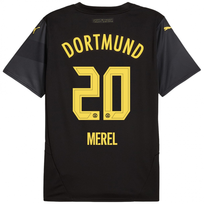 Uomo Maglia Freriks Merel #20 Nero Giallo Kit Gara Away 2024/25 Maglietta