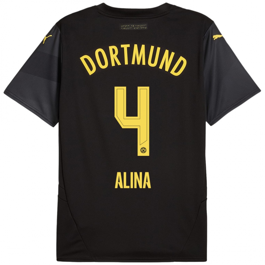 Uomo Maglia Grijseels Alina #4 Nero Giallo Kit Gara Away 2024/25 Maglietta