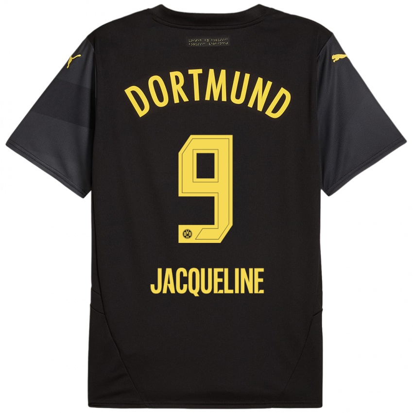 Uomo Maglia Moreno Jacqueline #9 Nero Giallo Kit Gara Away 2024/25 Maglietta