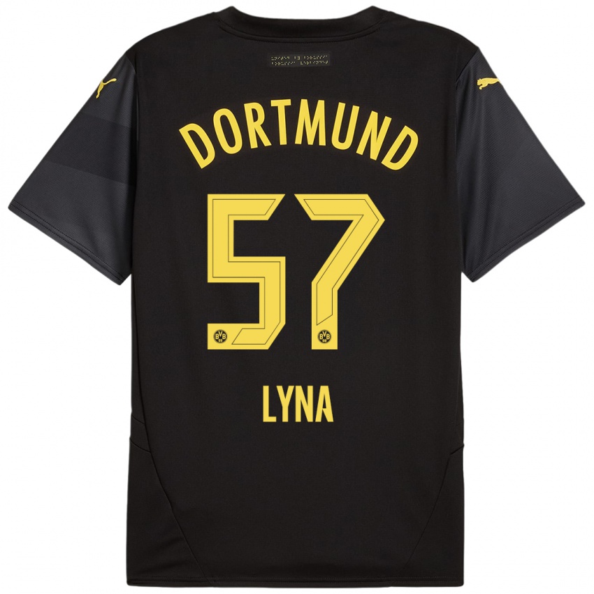 Uomo Maglia Schwarz Lyna #57 Nero Giallo Kit Gara Away 2024/25 Maglietta