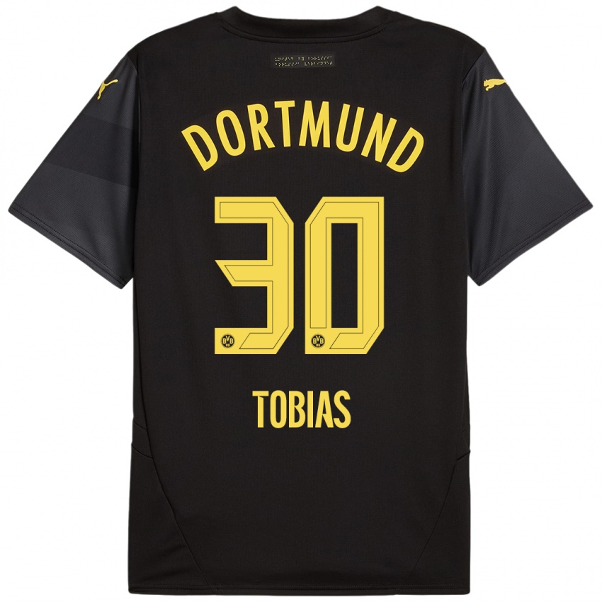 Uomo Maglia Vogt Tobias #30 Nero Giallo Kit Gara Away 2024/25 Maglietta