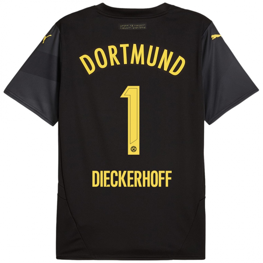 Uomo Maglia Max Dieckerhoff #1 Nero Giallo Kit Gara Away 2024/25 Maglietta