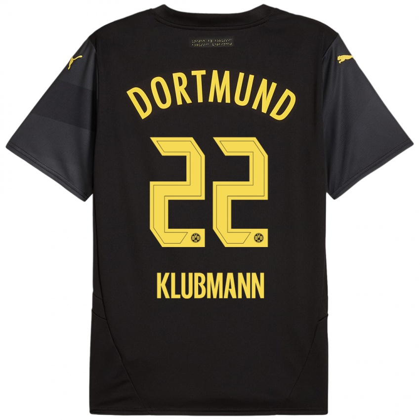 Uomo Maglia Leon Klubmann #22 Nero Giallo Kit Gara Away 2024/25 Maglietta