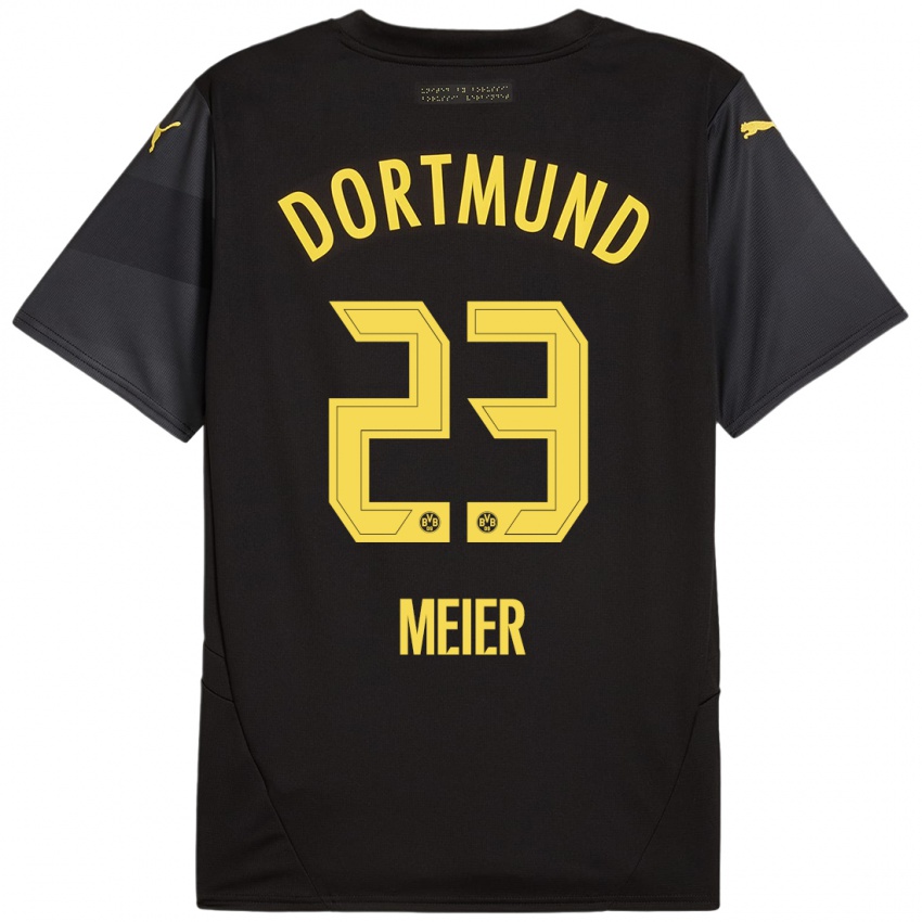 Uomo Maglia Maximilian Meier #23 Nero Giallo Kit Gara Away 2024/25 Maglietta