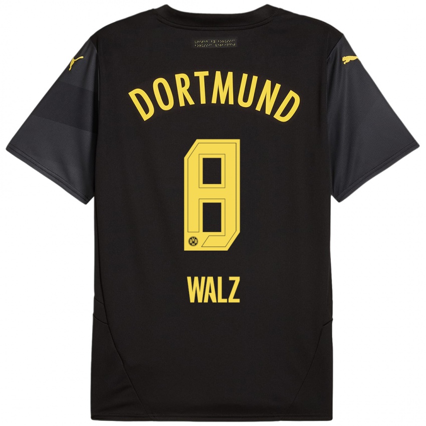 Uomo Maglia Vasco Walz #8 Nero Giallo Kit Gara Away 2024/25 Maglietta