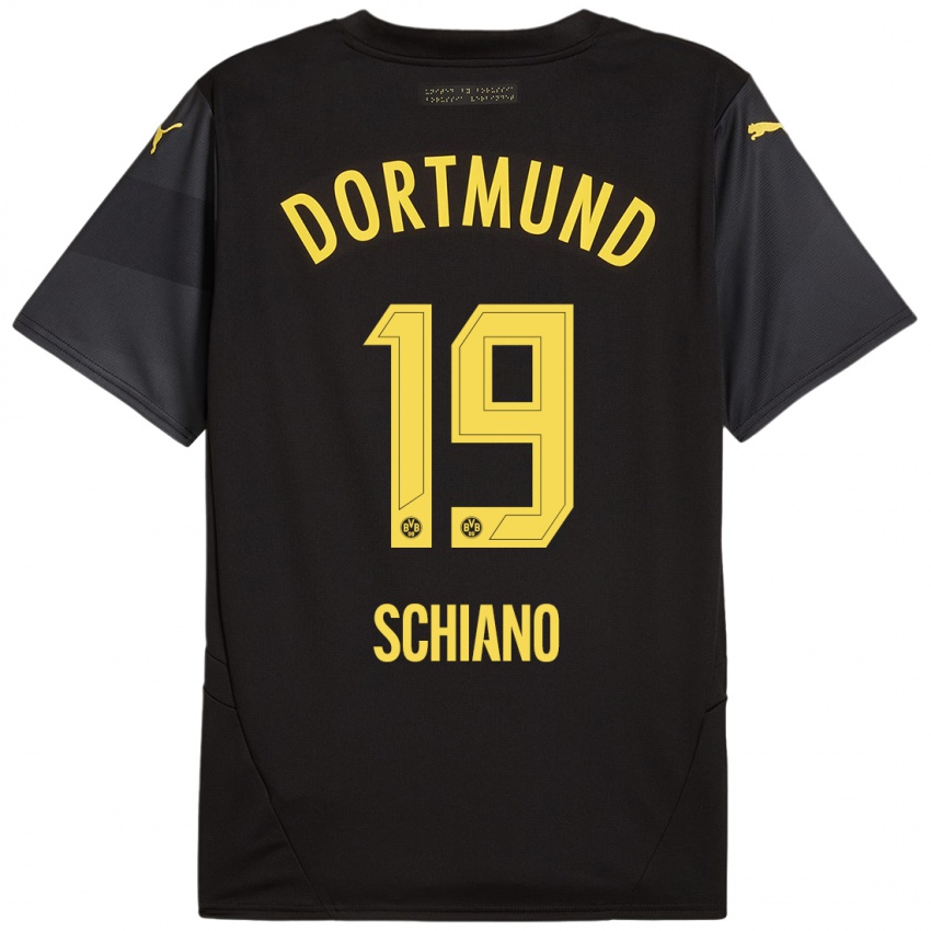 Uomo Maglia Emilio Schiano #19 Nero Giallo Kit Gara Away 2024/25 Maglietta