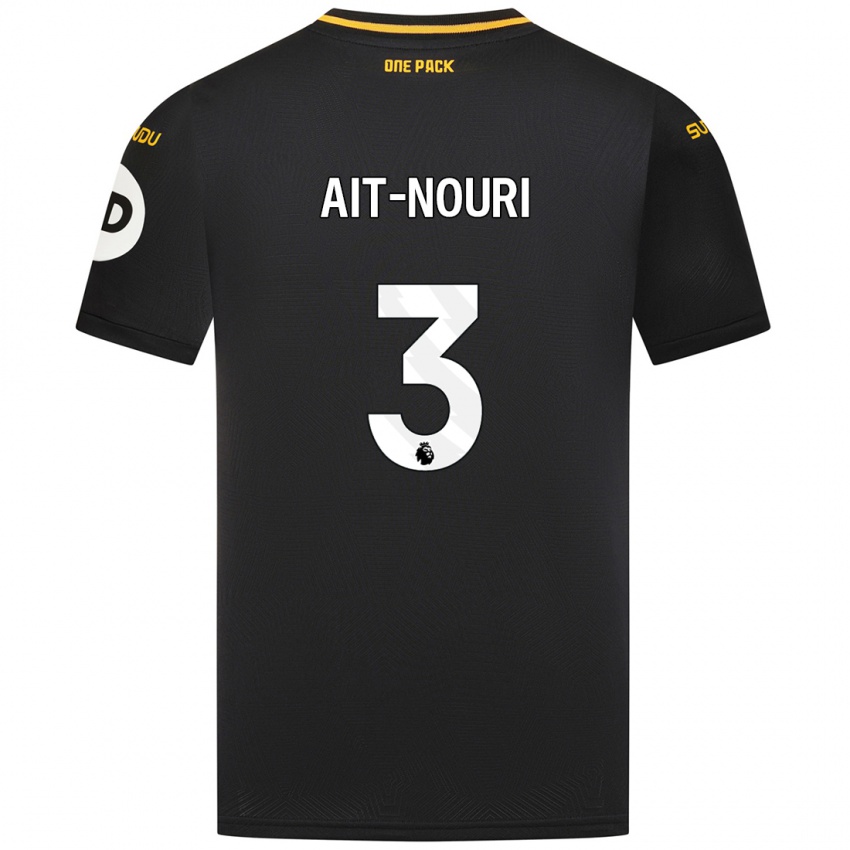 Uomo Maglia Rayan Ait Nouri #3 Nero Kit Gara Away 2024/25 Maglietta