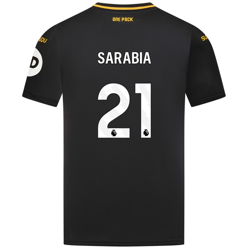 Uomo Maglia Pablo Sarabia #21 Nero Kit Gara Away 2024/25 Maglietta