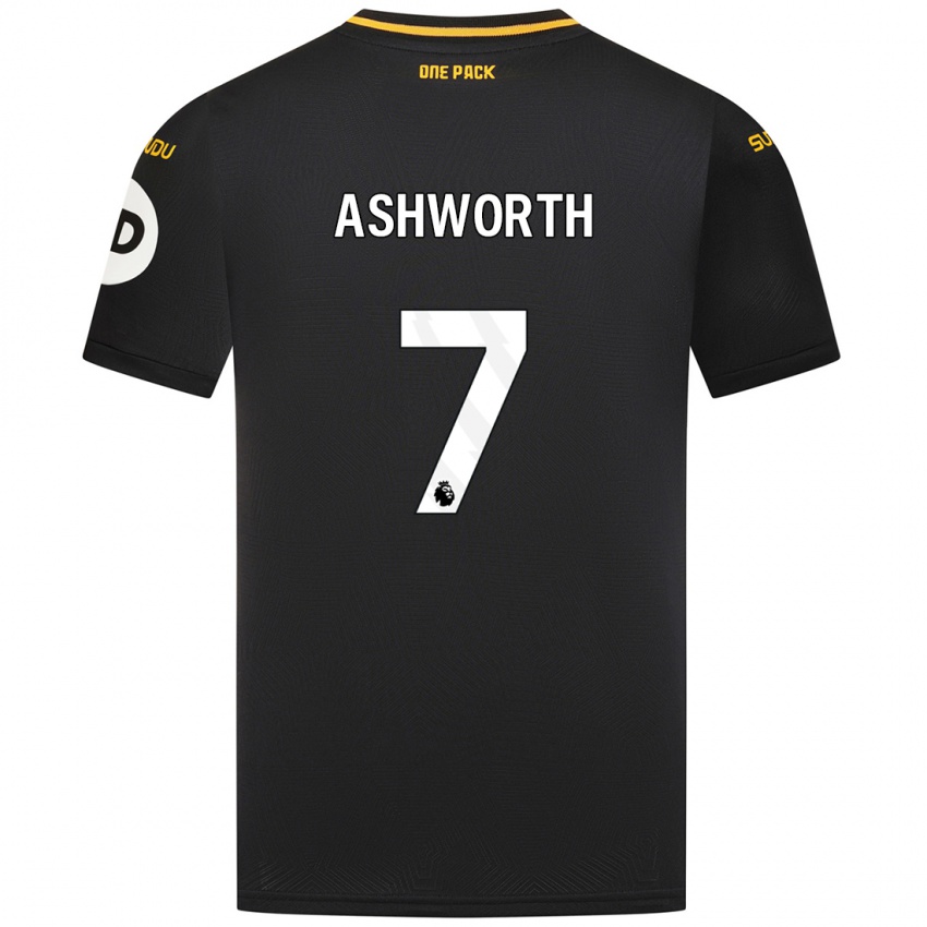 Uomo Maglia Fin Ashworth #7 Nero Kit Gara Away 2024/25 Maglietta