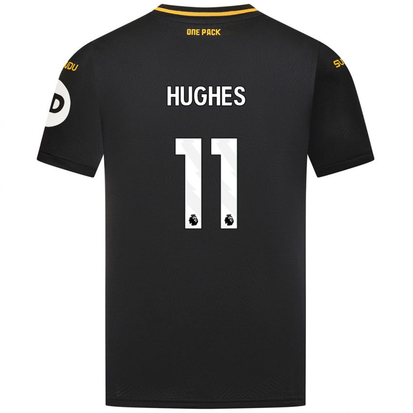 Uomo Maglia Amber Hughes #11 Nero Kit Gara Away 2024/25 Maglietta