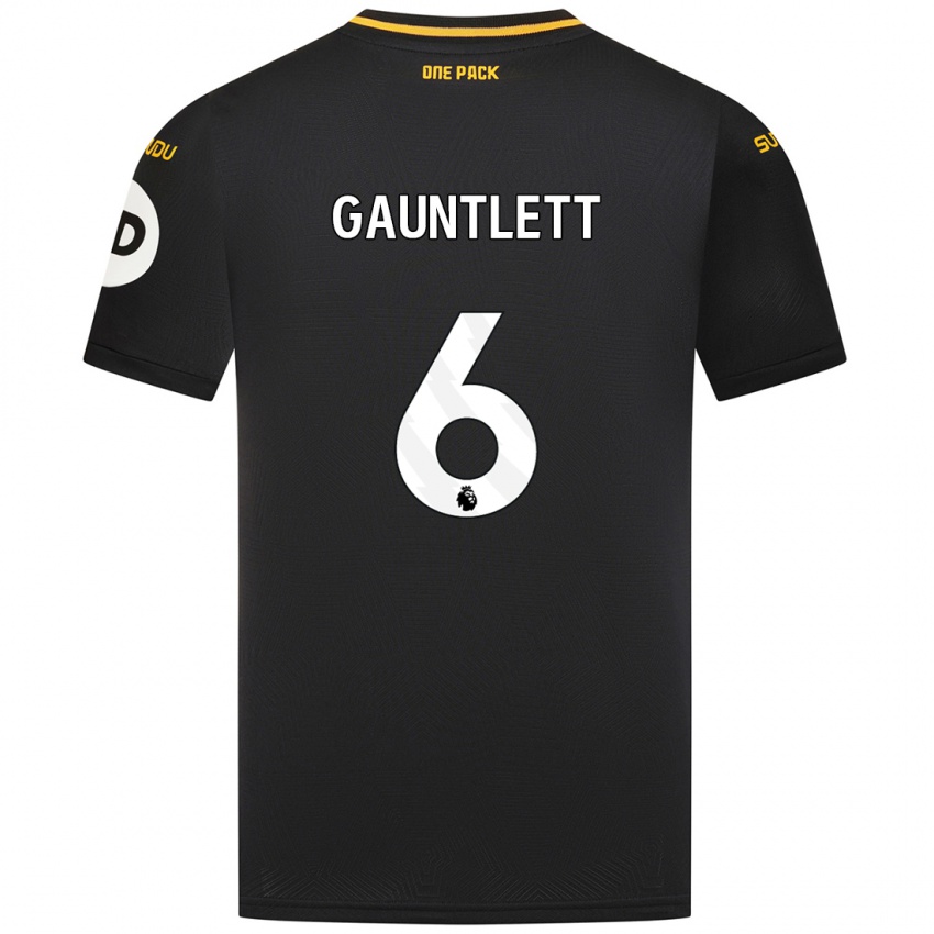 Uomo Maglia Maz Gauntlett #6 Nero Kit Gara Away 2024/25 Maglietta