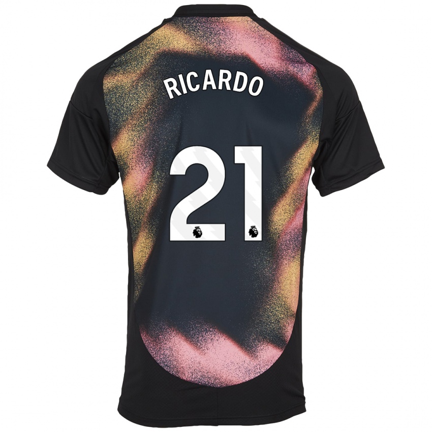 Uomo Maglia Ricardo Pereira #21 Nero Bianco Kit Gara Away 2024/25 Maglietta