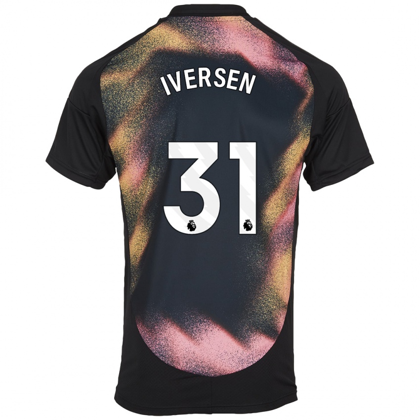 Uomo Maglia Daniel Iversen #31 Nero Bianco Kit Gara Away 2024/25 Maglietta