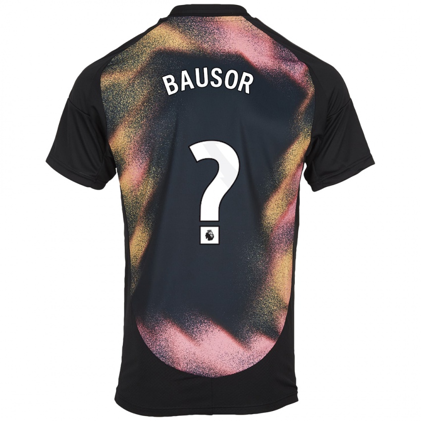 Uomo Maglia Stevie Bausor #0 Nero Bianco Kit Gara Away 2024/25 Maglietta