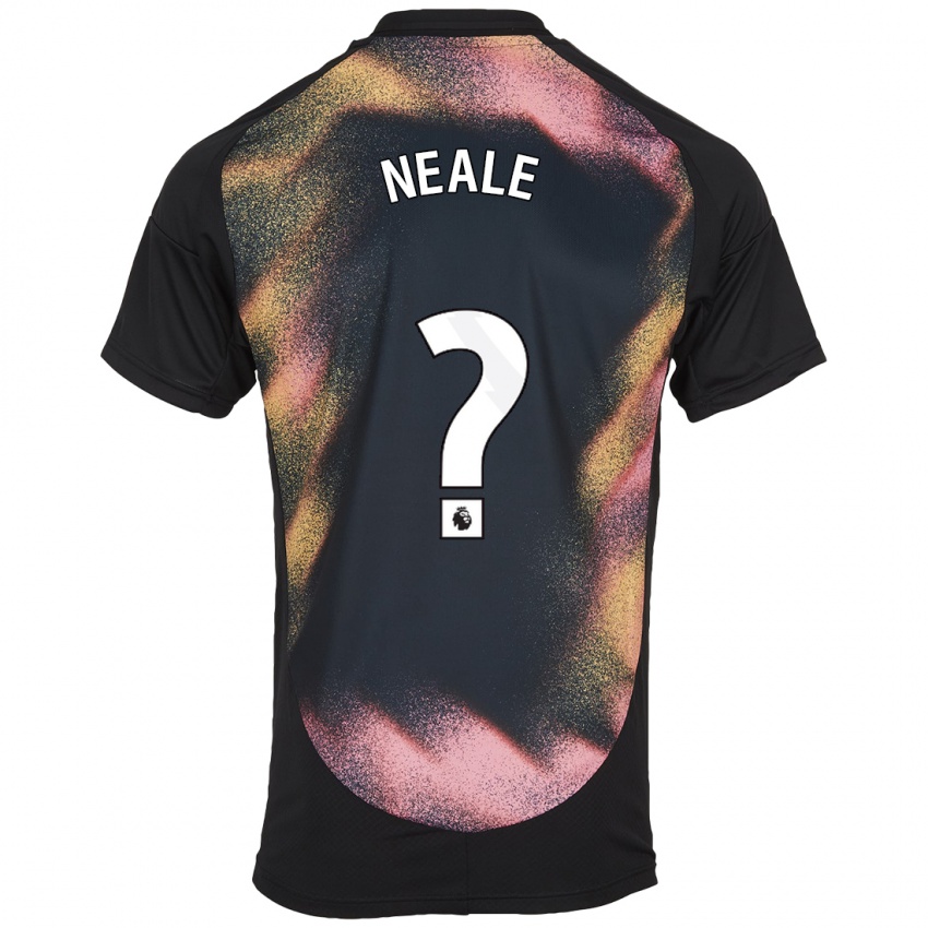 Uomo Maglia Tommy Neale #0 Nero Bianco Kit Gara Away 2024/25 Maglietta