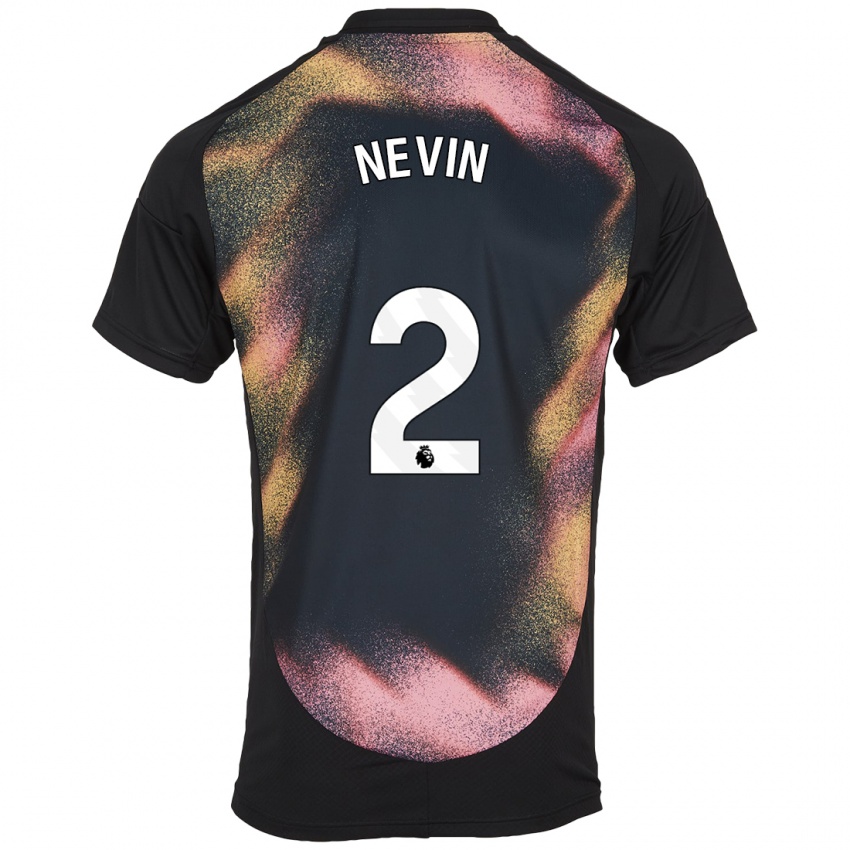 Uomo Maglia Courtney Nevin #2 Nero Bianco Kit Gara Away 2024/25 Maglietta