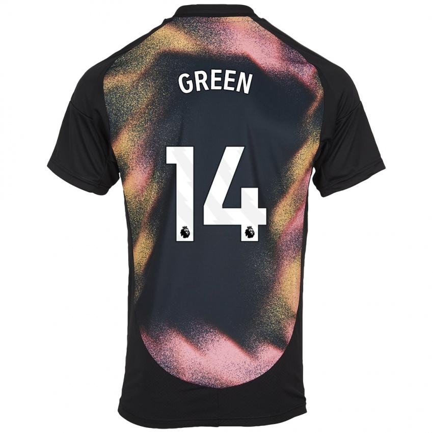 Uomo Maglia Josie Green #14 Nero Bianco Kit Gara Away 2024/25 Maglietta