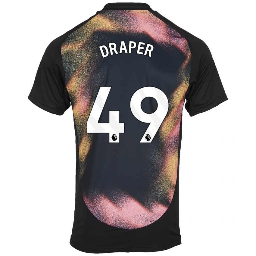 Uomo Maglia Denny Draper #49 Nero Bianco Kit Gara Away 2024/25 Maglietta