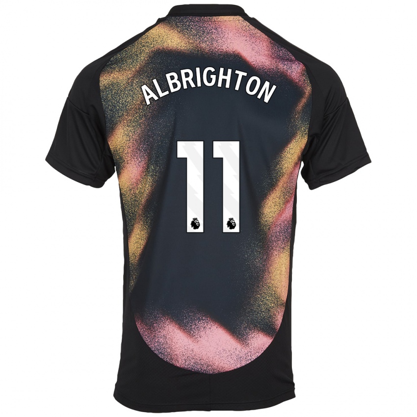 Uomo Maglia Marc Albrighton #11 Nero Bianco Kit Gara Away 2024/25 Maglietta