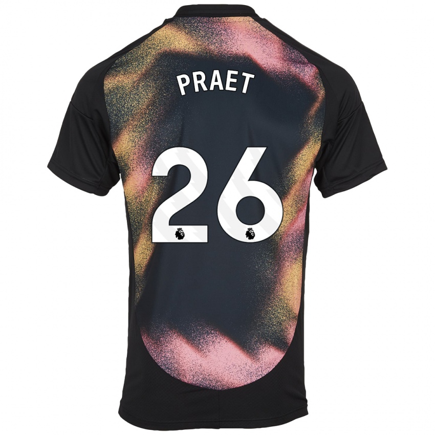 Uomo Maglia Dennis Praet #26 Nero Bianco Kit Gara Away 2024/25 Maglietta