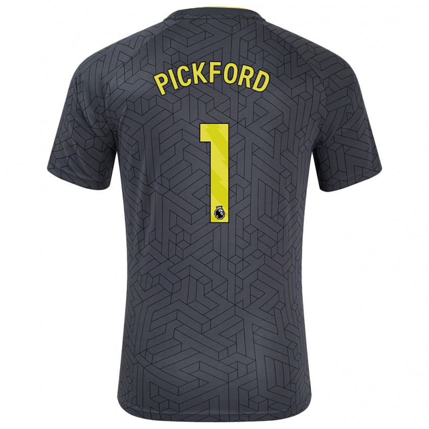 Uomo Maglia Pickford #1 Nero Giallo Kit Gara Away 2024/25 Maglietta