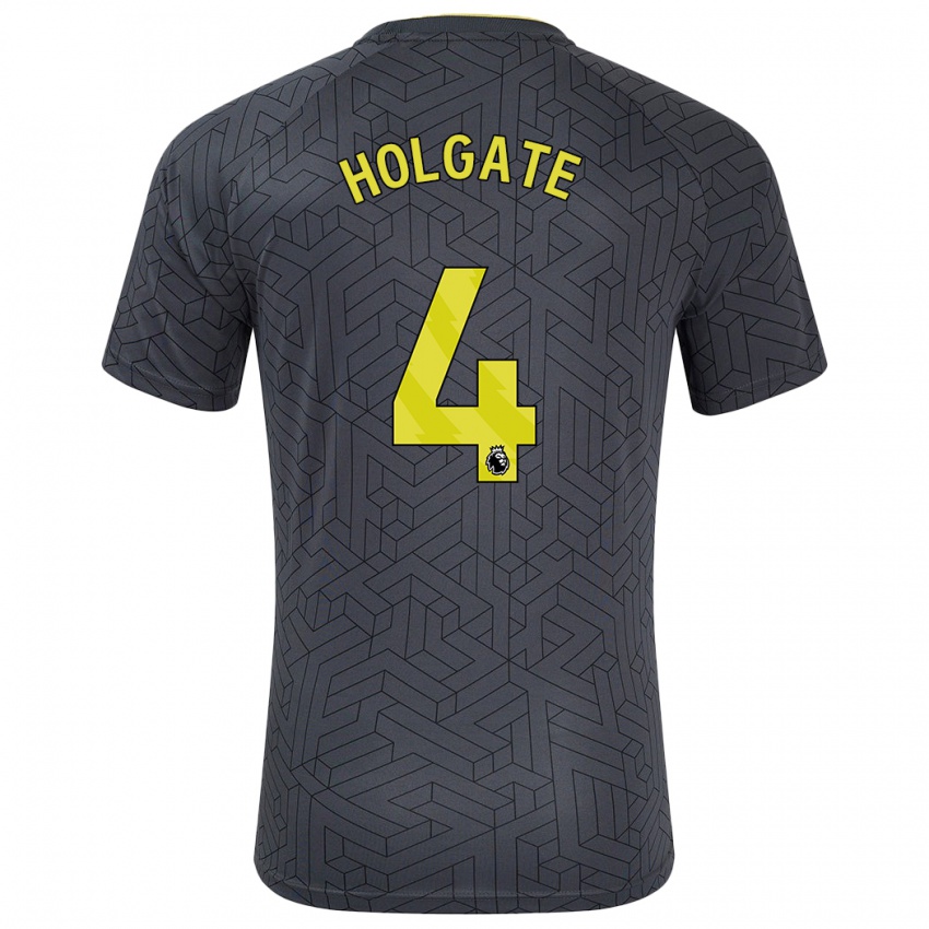 Uomo Maglia Mason Holgate #4 Nero Giallo Kit Gara Away 2024/25 Maglietta