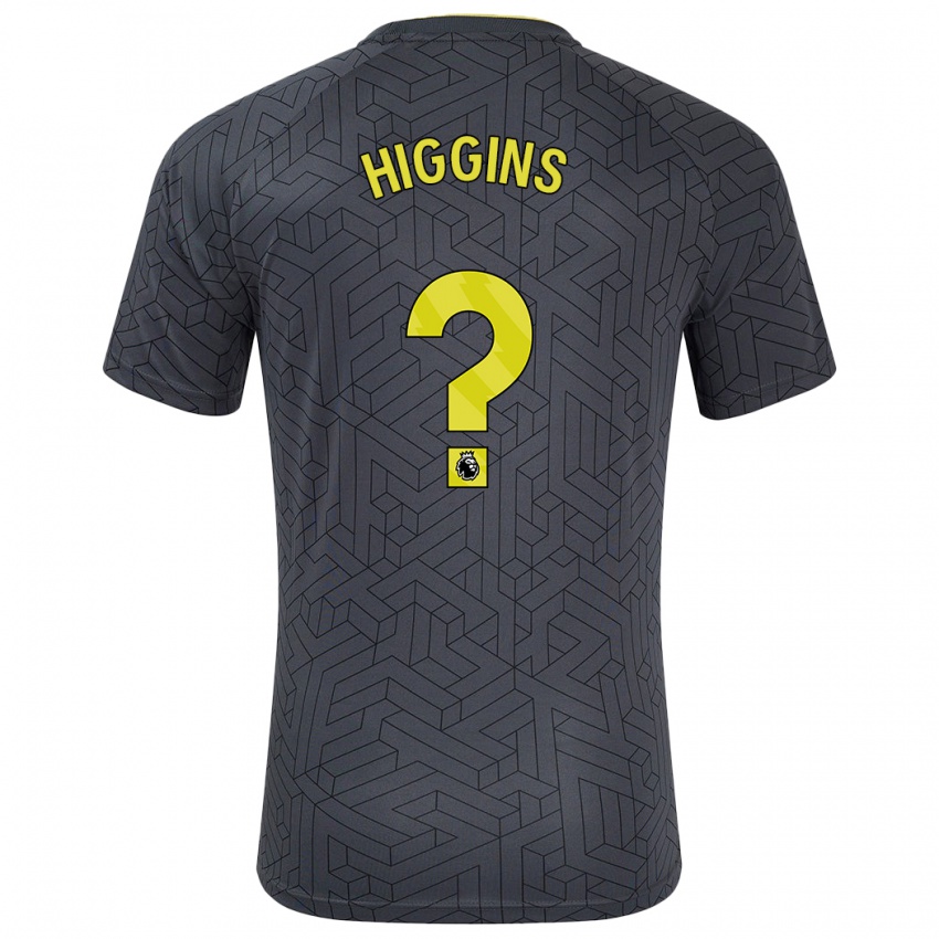 Uomo Maglia Liam Higgins #0 Nero Giallo Kit Gara Away 2024/25 Maglietta