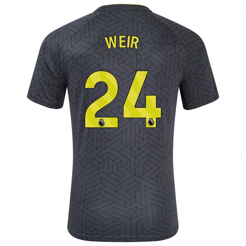 Uomo Maglia Kenzie Weir #24 Nero Giallo Kit Gara Away 2024/25 Maglietta