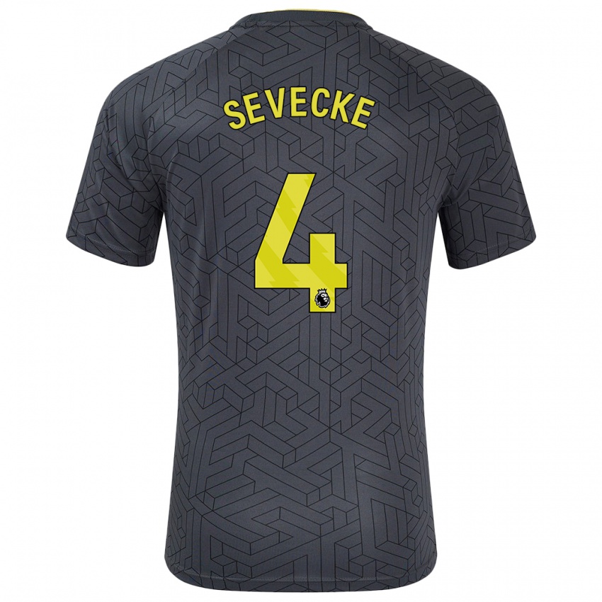 Uomo Maglia Rikke Sevecke #4 Nero Giallo Kit Gara Away 2024/25 Maglietta