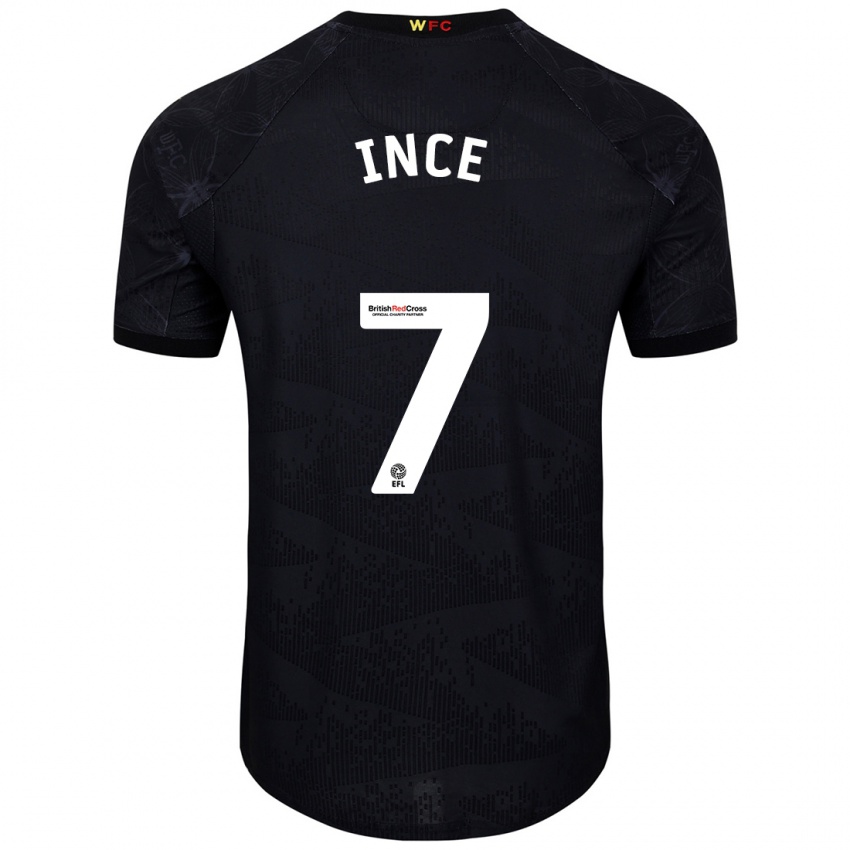 Uomo Maglia Tom Ince #7 Nero Bianco Kit Gara Away 2024/25 Maglietta