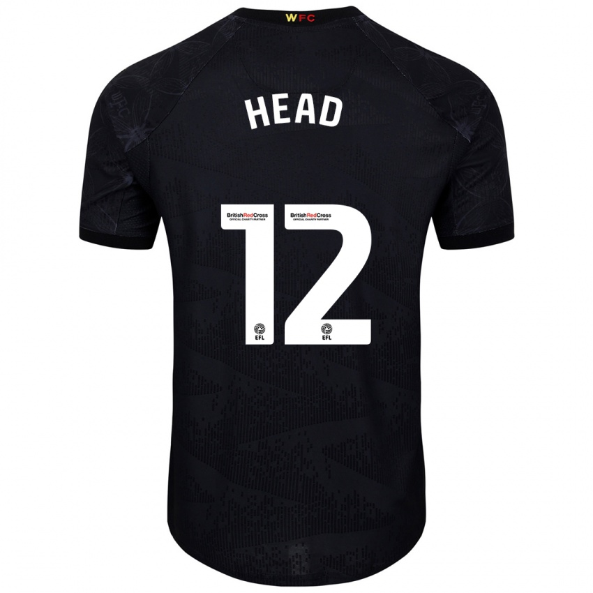 Uomo Maglia Ellie Head #12 Nero Bianco Kit Gara Away 2024/25 Maglietta