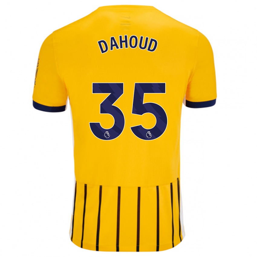 Uomo Maglia Mahmoud Dahoud #35 Oro Blu A Righe Sottili Kit Gara Away 2024/25 Maglietta