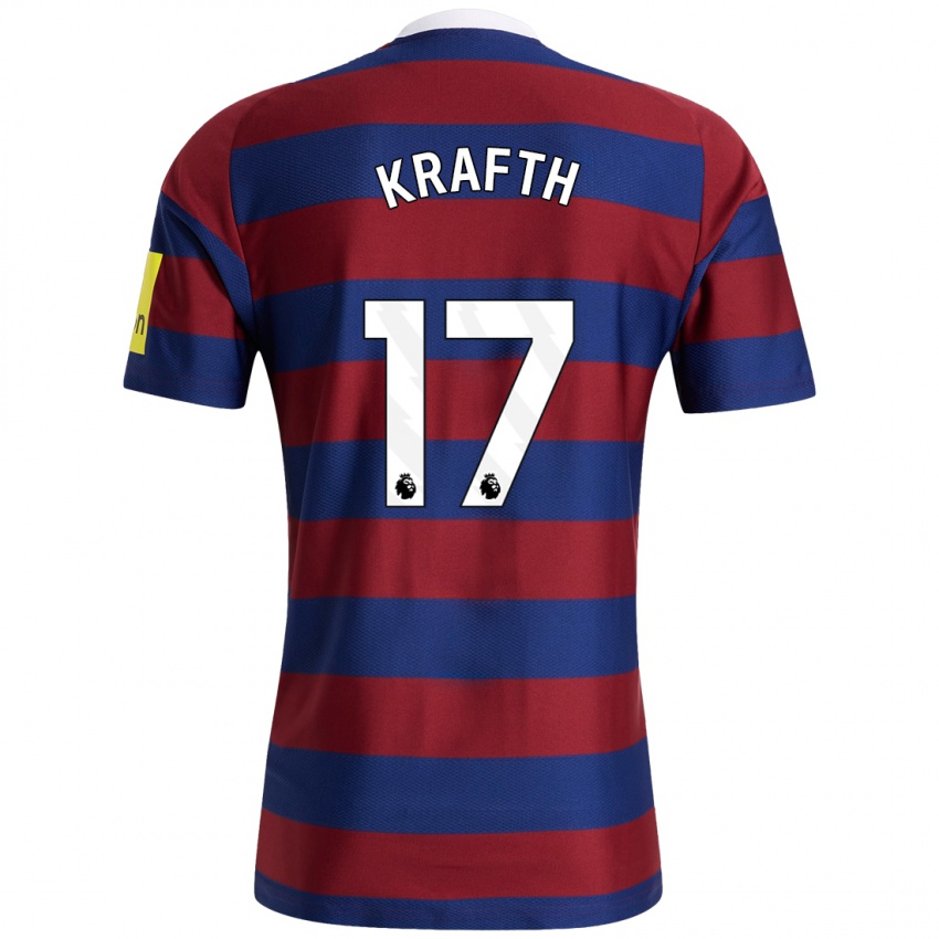 Uomo Maglia Emil Krafth #17 Borgogna Blu Navy Kit Gara Away 2024/25 Maglietta