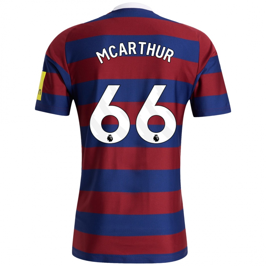 Uomo Maglia Charlie Mcarthur #66 Borgogna Blu Navy Kit Gara Away 2024/25 Maglietta