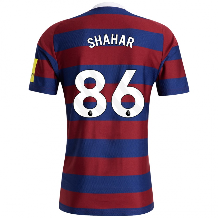 Uomo Maglia Leo Shahar #86 Borgogna Blu Navy Kit Gara Away 2024/25 Maglietta