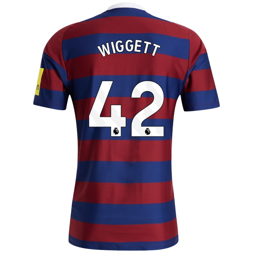 Uomo Maglia Charlie Wiggett #42 Borgogna Blu Navy Kit Gara Away 2024/25 Maglietta