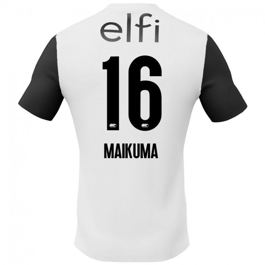 Uomo Maglia Seiya Maikuma #16 Bianco Nero Kit Gara Away 2024/25 Maglietta