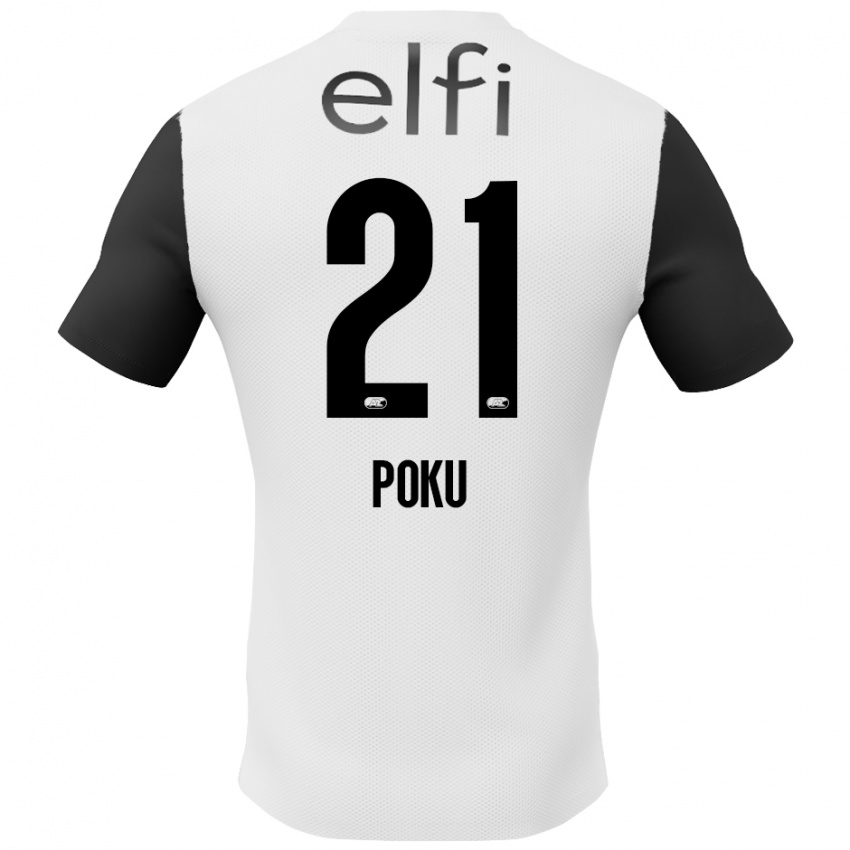 Uomo Maglia Ernest Poku #21 Bianco Nero Kit Gara Away 2024/25 Maglietta