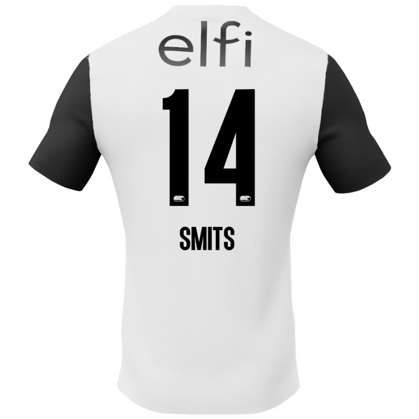 Uomo Maglia Anthony Smits #14 Bianco Nero Kit Gara Away 2024/25 Maglietta