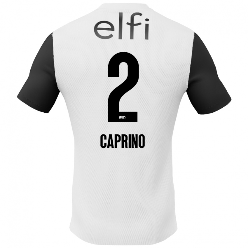 Uomo Maglia Ginia Caprino #2 Bianco Nero Kit Gara Away 2024/25 Maglietta