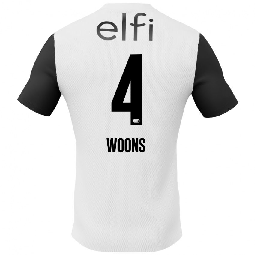 Uomo Maglia Karlijn Woons #4 Bianco Nero Kit Gara Away 2024/25 Maglietta