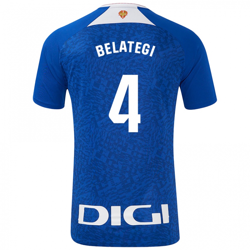 Uomo Maglia Danel Belategi #4 Blu Royal Kit Gara Away 2024/25 Maglietta