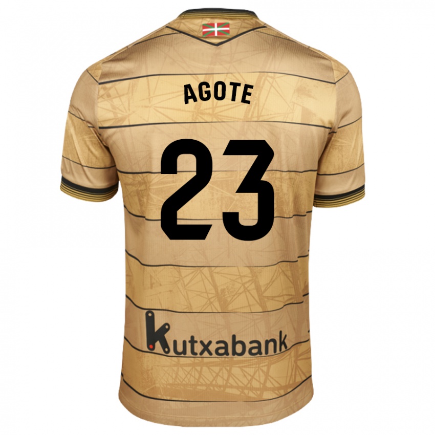 Uomo Maglia Unax Agote #23 Marrone Kit Gara Away 2024/25 Maglietta