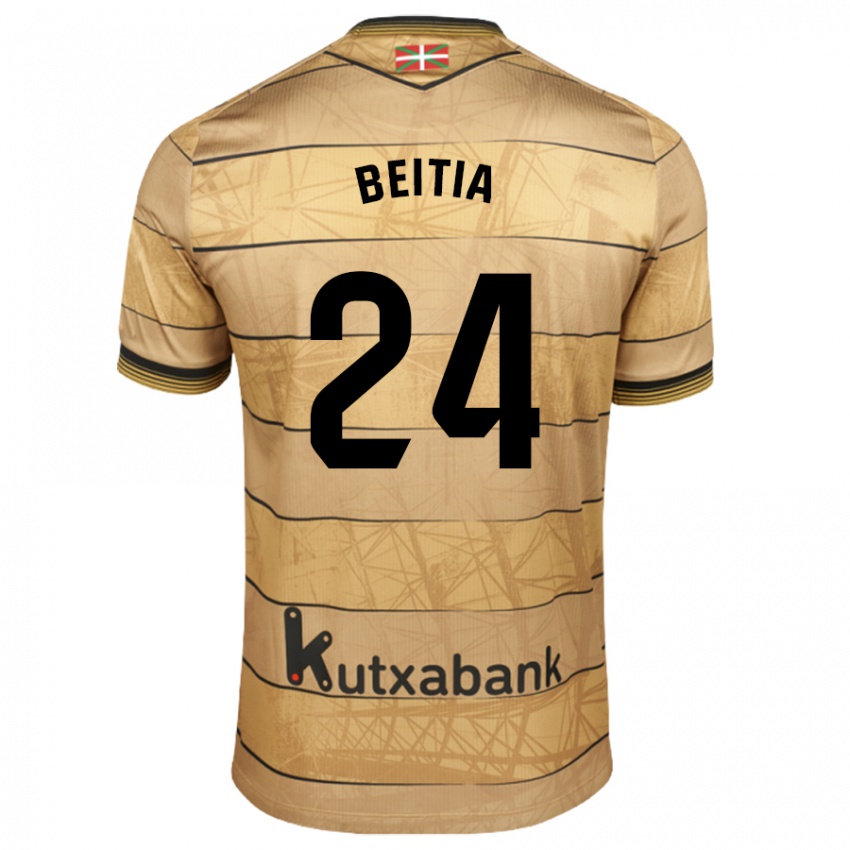 Uomo Maglia Luken Beitia #24 Marrone Kit Gara Away 2024/25 Maglietta