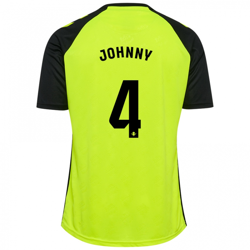 Uomo Maglia Johnny Cardoso #4 Giallo Fluorescente Nero Kit Gara Away 2024/25 Maglietta