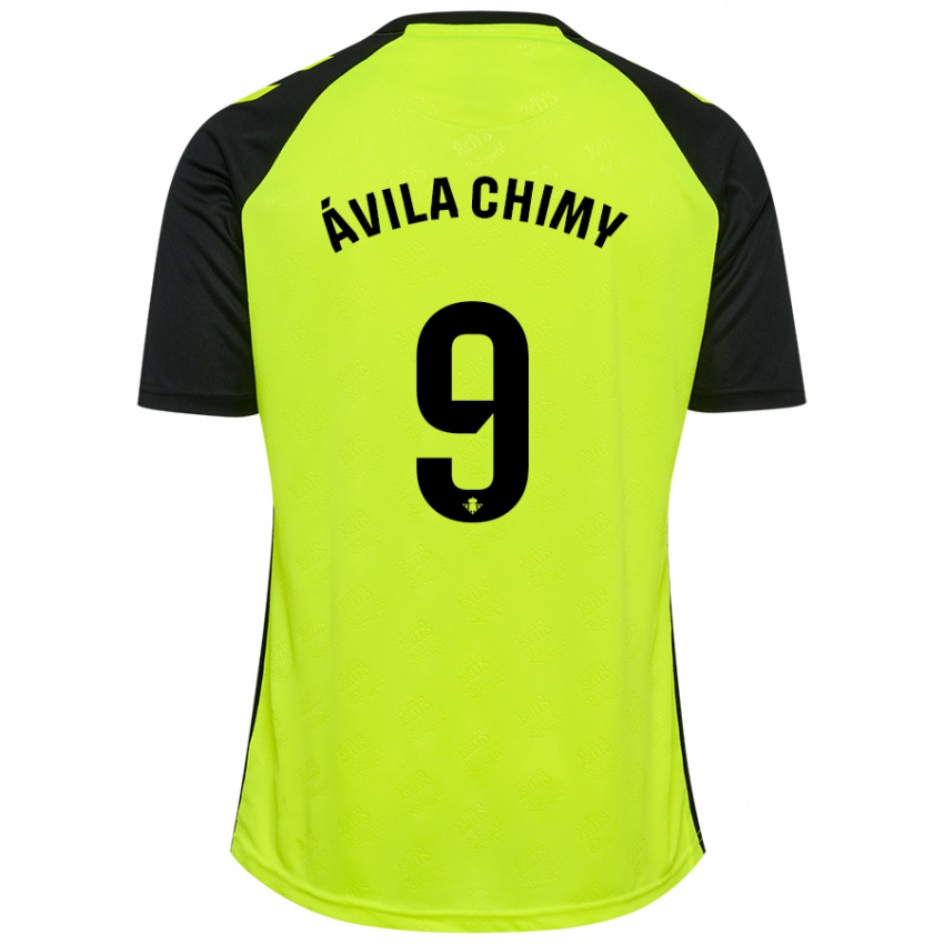 Uomo Maglia Chimy Ávila #9 Giallo Fluorescente Nero Kit Gara Away 2024/25 Maglietta