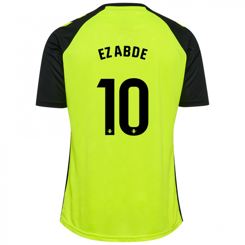 Uomo Maglia Abde Ezzalzouli #10 Giallo Fluorescente Nero Kit Gara Away 2024/25 Maglietta