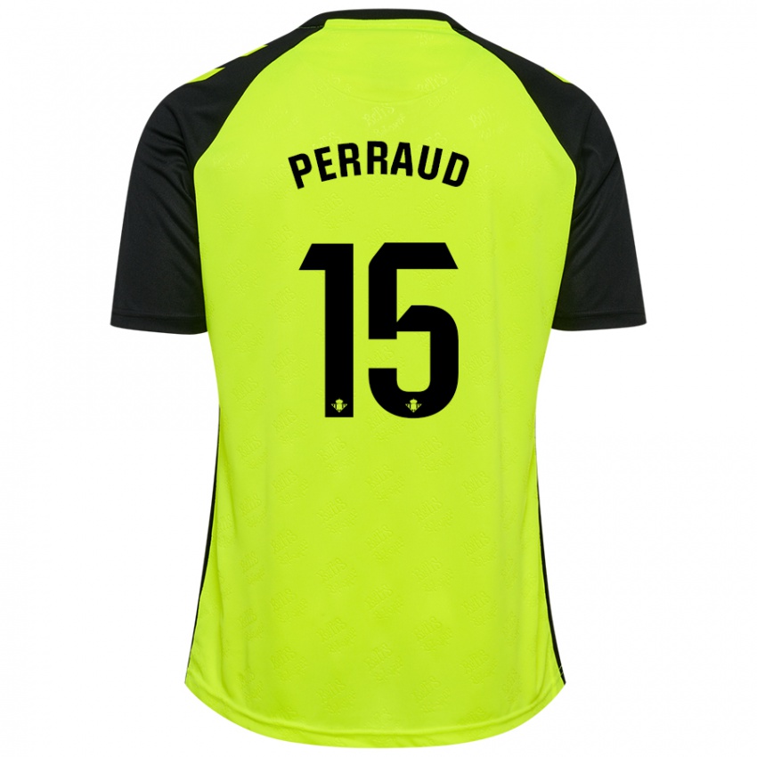 Uomo Maglia Romain Perraud #15 Giallo Fluorescente Nero Kit Gara Away 2024/25 Maglietta